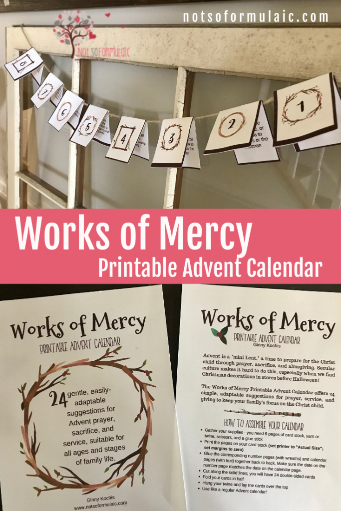 Works Of Mercy Printable Advent Calendar Pin - Gifted/2e Faith Formation