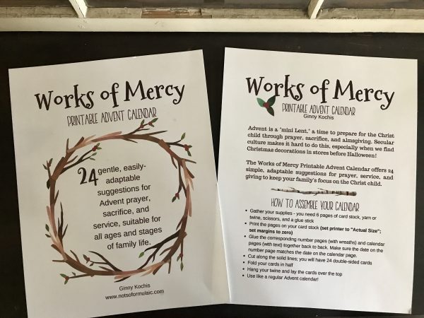 Works Of Mercy Printable Advent Calendar